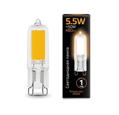 Gauss LED G9 AC220-240V 5.5W 480lm 3000K Glass 1/10/200 10780910 GAUSS - okulovka-experts.ru – фото 2