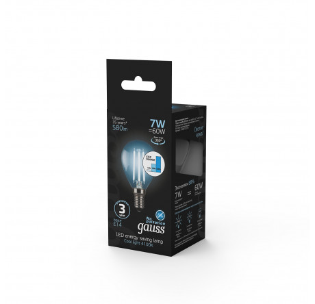 Gauss LED Filament Шар E14 7W 580lm 4100K 1/10/50 105801207 Ламп GAUSS - okulovka-experts.ru – фото 1