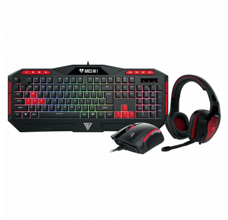 Gamdias POSEIDON M1 (мембранная USB, 5 кнопок, 3200 DPI,  Набор игровые клавиатура, мышь и гарнитура Asus - okulovka-experts.ru – фото 1