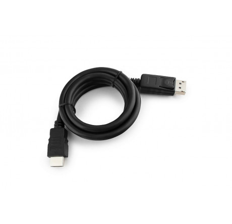 Cablexpert CC-DP-HDMI-1M DisplayPort->HDMI 1м, 20M/19M, черный, экран, пакет Кабель  CABLEXPERT - okulovka-experts.ru – фото 1