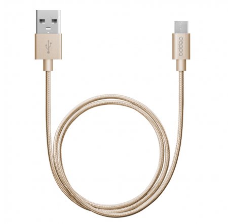 Deppa Alum USB Type-C - USB Type-C, алюминий/нейлон, USB 2.0, 3A, 1.2м, 1.2м, золото, Deppa 7 Кабель DEPPA - okulovka-experts.ru – фото 1