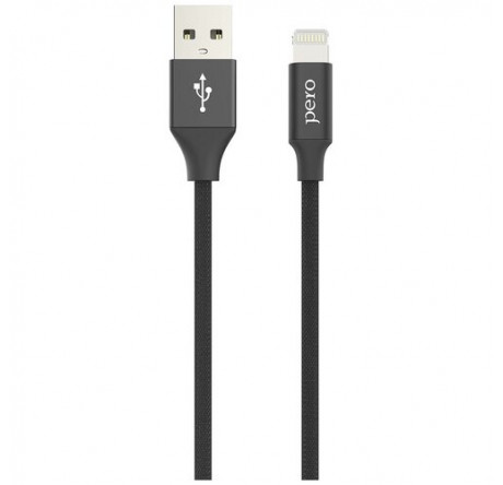 PERO DC-03 8-pin Lightning, 2А, 2м, черный Дата-кабель  PERO - okulovka-experts.ru – фото 1