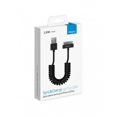 Deppa USB - Apple 30-pin 1.5m черный (72119) Кабель DEPPA - okulovka-experts.ru – фото 1