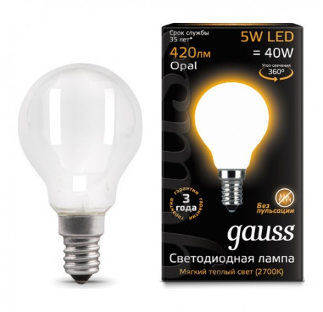 GAUSS LED FILAMENT GLOBE E14 5W GAUSS - okulovka-experts.ru – фото 1