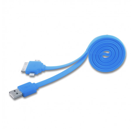 Harper CCH-401 blue Кабель USB на 3: microUSB + 30pin + Lightning; 0,3 м HARPER - okulovka-experts.ru – фото 1