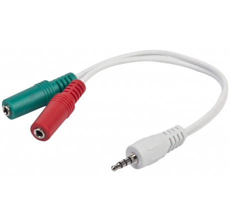 Gembird CCA-417W, джек3.5 4pin->джек3.5 стерео + 3.5 микрофон моно, длина 20см, белый	 Кабель  GEMBIRD - okulovka-experts.ru – фото 1