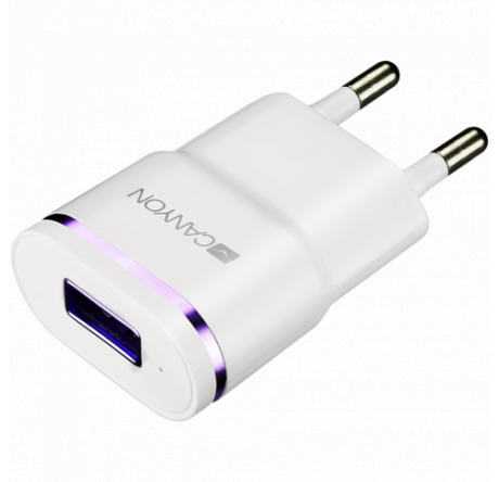 Canyon Universal 1xUSB AC charger (in wall) with over-voltage protection, plus light Адаптер питания CANYON - okulovka-experts.ru – фото 1