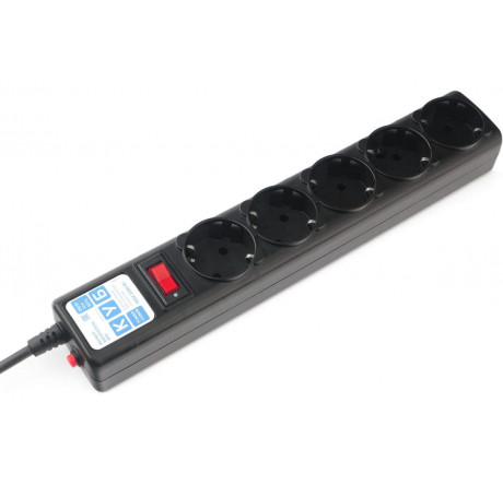 Сетефой фильтр Power Cube SPG5-10M 10 м 5 розеток черный графит  Power Cube - okulovka-experts.ru – фото 1