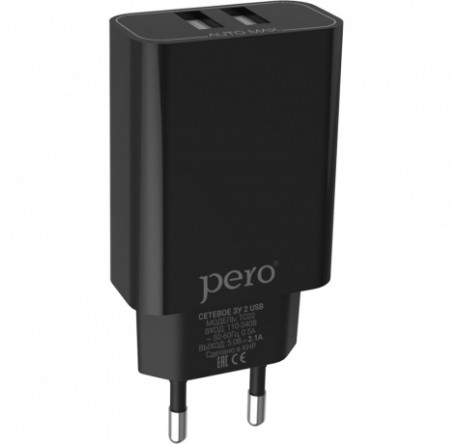 PERO TC02 2USB 2.1A черный СЗУ  PERO - okulovka-experts.ru – фото 1