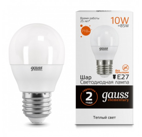 GAUSS LED ELEMENTARY ШАР 10W E27 GAUSS - okulovka-experts.ru – фото 1