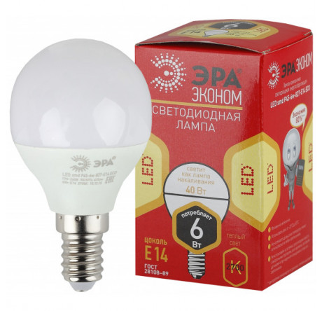 ECO LED P45-6W-827-E14 ЭРА ЭРА - okulovka-experts.ru – фото 1