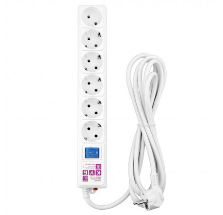 Сетевой фильтр Power Cube 1,9 м 6 розеток (белый) 16А/3,5кВт Power Cube - okulovka-experts.ru – фото 1